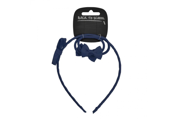 Bow Alice Band + 2x Elastics (Navy)