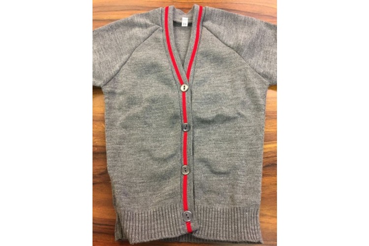 St Edwards Grey Girl's Cardigan with Red Piping 